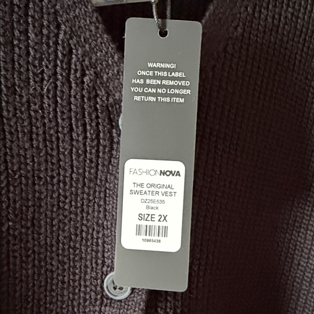 Fashion Nova Black V-Neck Button-Front Knit Vest - Picture 2 of 4